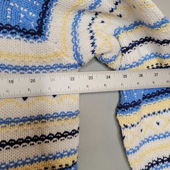 Appleseed's Sweater Women's Size XL 100% Cotton Yellow Blue Striped GrandmaCore - Picture 7 of 11